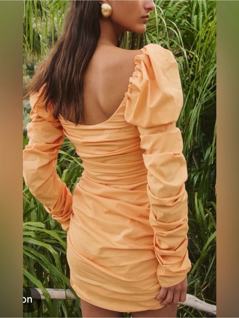 Caroline Constas Papaya Ruched Mini Dress